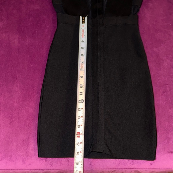 bebe Black Mini Dress Fitted Flattering Mesh on chest & back cocktail attire XS - Picture 16 of 16